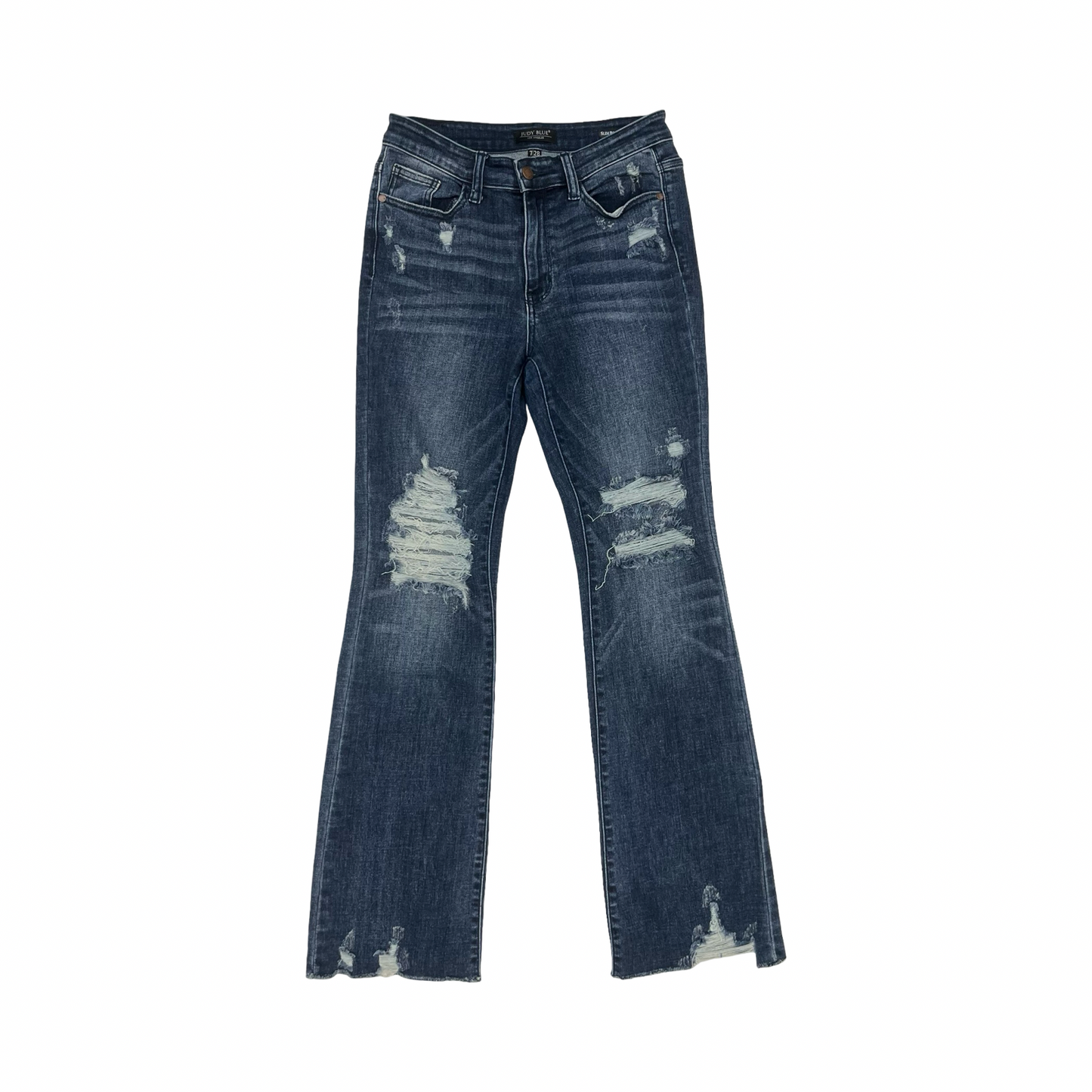 Jeans Flared By Judy Blue In Blue Denim, Size:6