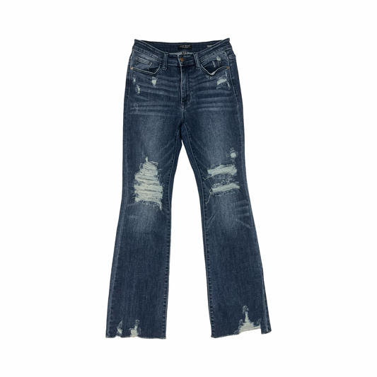 Jeans Flared By Judy Blue In Blue Denim, Size:6