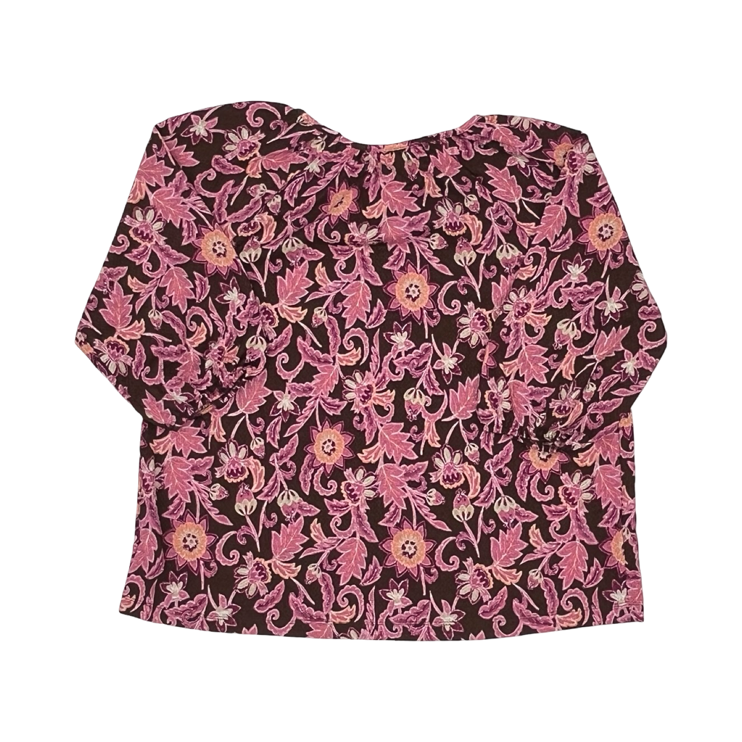 Blouse 3/4 Sleeve By Croft And Barrow In Brown & Pink, Size:1X