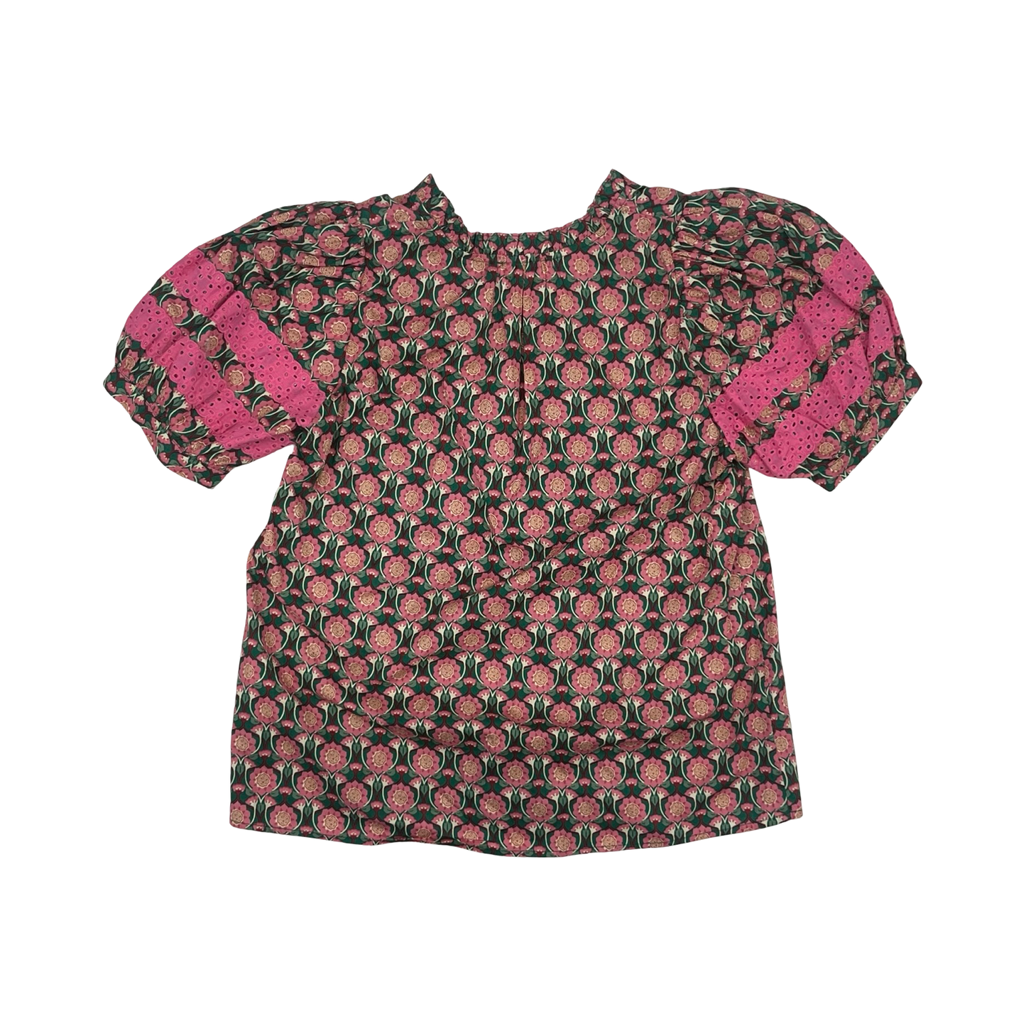 Blouse Ss By Entro In Green & Pink, Size:S