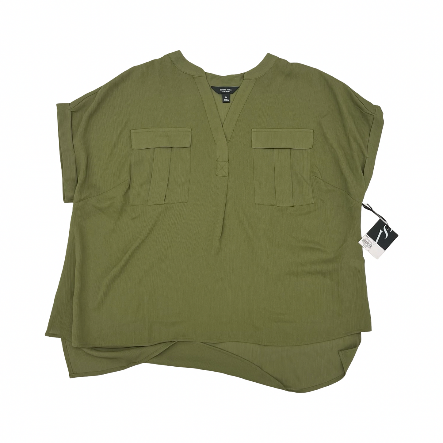 Blouse Ss By Simply Vera In Green, Size:1X