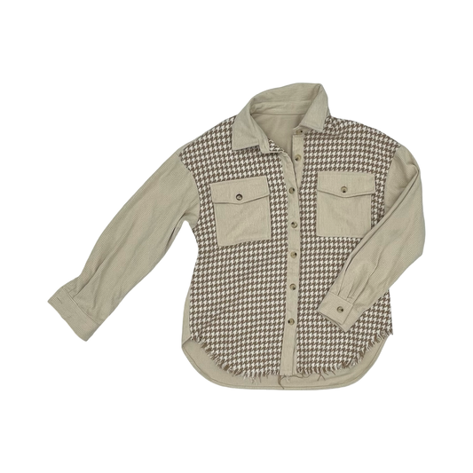 Jacket Shirt By Clothes Mentor In Tan, Size:S