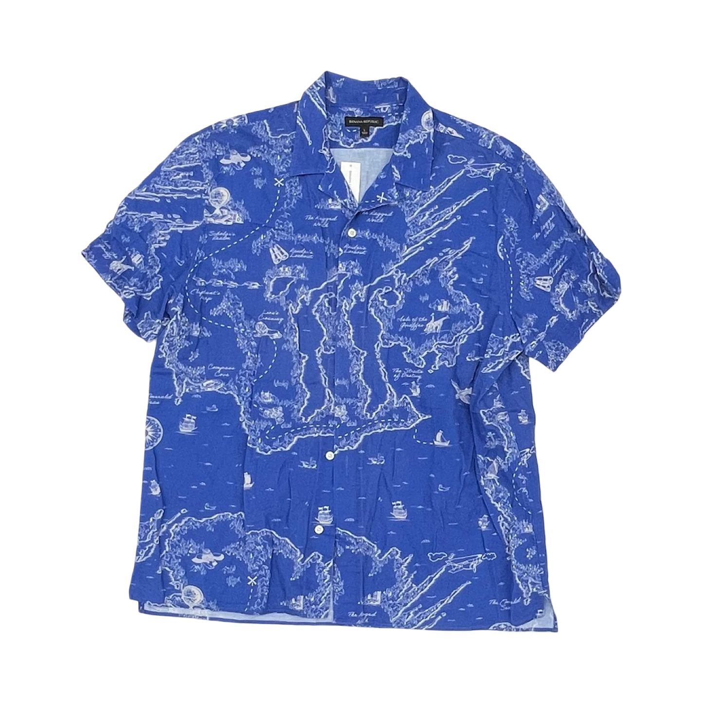 Blouse Ss By Banana Republic In Blue, Size:L