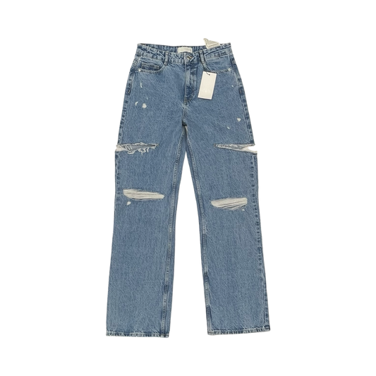 Jeans Straight By Zara In Blue Denim, Size:6